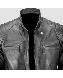 Brand New Mens Slim Fit Motorcycle Black Leather Jacket