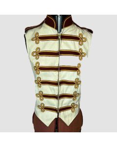 New Off White Marching Band Jacket, Marching Band wool Waistcoat, Men's Fashion Hussar Vest