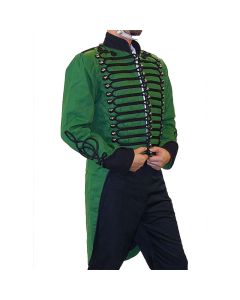 Drummer Fashion Green & Black Braiding Wool Military Jacket