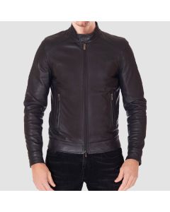 Mens Black Biker Style Leather Jacket