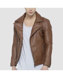 Mens Biker Style Classy Brown Leather Jacket