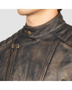 Faison Distressed Brown Leather Biker Jacket