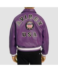 Avirex Icon Leather Jacket Dark Purple