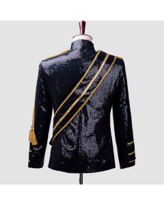 Men's Sequin Uniform MJ Dance Wear Glitter Black Michael Jackson