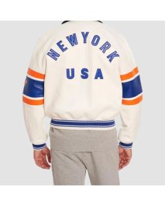 City Series New York Leather Jacket in White Color