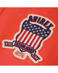 Mens Avirex Leather Real cowhide leather Bomber American Jacket Orange With Embroidery Patches USA custom 1975 Gift for Men