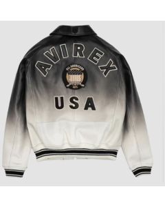 Avirex USA Ombre Bomber Jacket Unisex Elegance In Genuine Cowhide Leather
