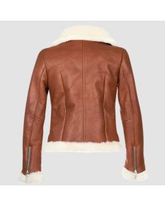 Chestnut Aviator Shearling Jacket - Front
