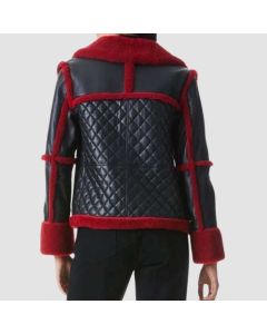 Women's Aviator Pilot Style Red Shearling Jacket