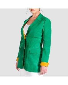 Green Suede Lamb Leather Jacket Blazer Style