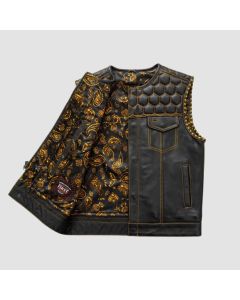 Hornet Men's Club Style Leather Vest - Gold
