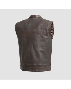 Sharp Shooter Men's Motorcycle Leather Vest - Brown