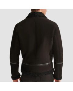 Men B3 Sheepskin Shearling Aviator Leather Bomber Jacket