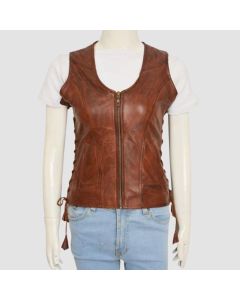 Women Brown Leather Vest
