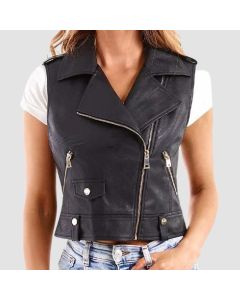 Women Sleeveless Leather Vest