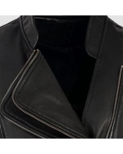 Women's Black Punk Biker Real Sheepskin Leather Vest by SCIN