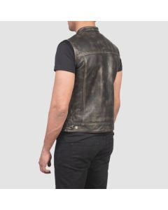 Atlas Moto Distressed Brown Leather Vest