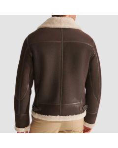 Men Brown Pilot Shearling Leather Aviator Jacket