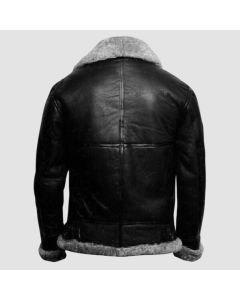 Men B3 Bomber Flying RAF Aviator Real Fur Collar Leather Jacket