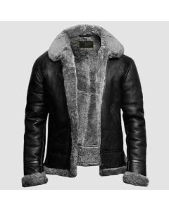 Men B3 Bomber Flying RAF Aviator Real Fur Collar Leather Jacket