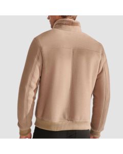 Men B3 Sheepskin Shearling Aviator Leather Bomber Jacket