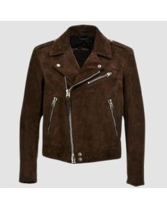 Men's Brown Suede Nail Casual Jackets, Parka