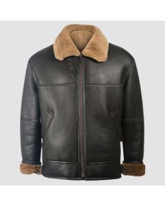Men's Black Sheepskin Leather Shearling Jacket