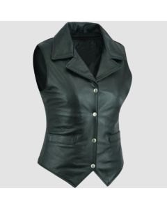 Genuine Stylish Black Leather Vest For Womens