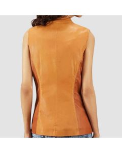 Womens Sheepskin Tan Dye Leather Vest