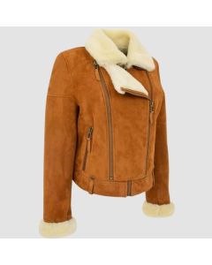 Women's Genuine Sheepskin Shearling Leather Jacket