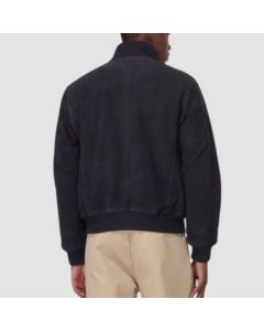 Men's Blue Suede Bomber Jacket