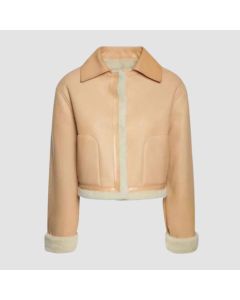 Women Bomber Aviator Shearling Jacket