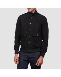 Eaton Black Suede Bomber Jacket