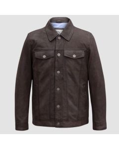 Eddie Men's Brown Denim Style Suede Jacket