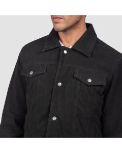Stallon Black Suede Trucker Jacket