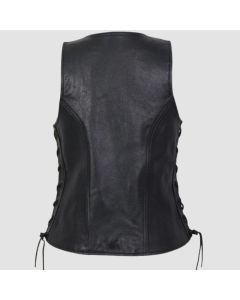 Ladies Side Lace Zip Up Hot Leathers Leather Vest