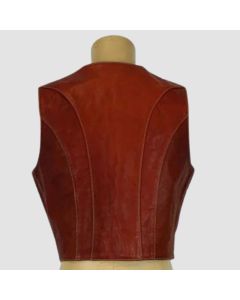 Womens 1970s Brown Leather Vest