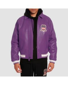 Avirex Icon Leather Jacket Dark Purple