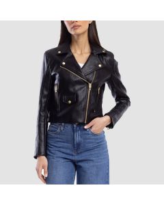 Women’s Moto Biker Black Leather Jacket