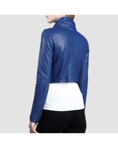 Women’s Blue Biker Leather Jacket