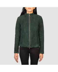 Rumelia Green Suede Biker Jacket