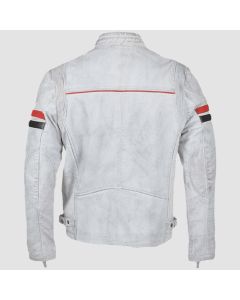 Mens White Biker Leather Jacket