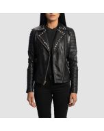 Sally Mae Studded Black Leather Biker Jacket