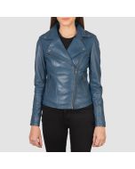 Flashback Blue Leather Biker Jacket