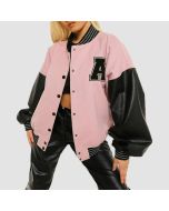 BASEBALL UNIFORM PATCHWORK BUTTON THICK WOMEN'S JACKET - Jacket Tailor