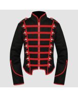 Mens Military Jacket Black Red Military Drummer Jacket - Jacket Tailor