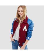 Women's Varsity Jacket made of wool and leather sleeve - Jacket Tailor