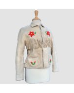 Fringed and Beaded Hide Leather Jacket with Zipper - Jacket Tailor