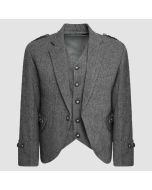 Scottish Grey Tweed Wool Argyle Kilt Jacket With Vest - Jacket Tailor