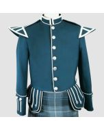 Wool Blend Military Piper Drummer Doublet Highland Jacket Green - Jacket Tailor